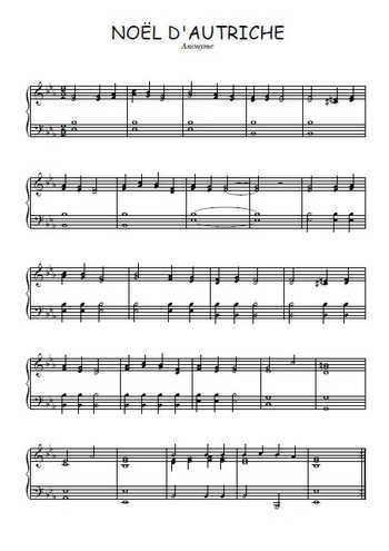 Téléchargez l'arrangement pour piano de la partition de Noël d'Autriche en PDF